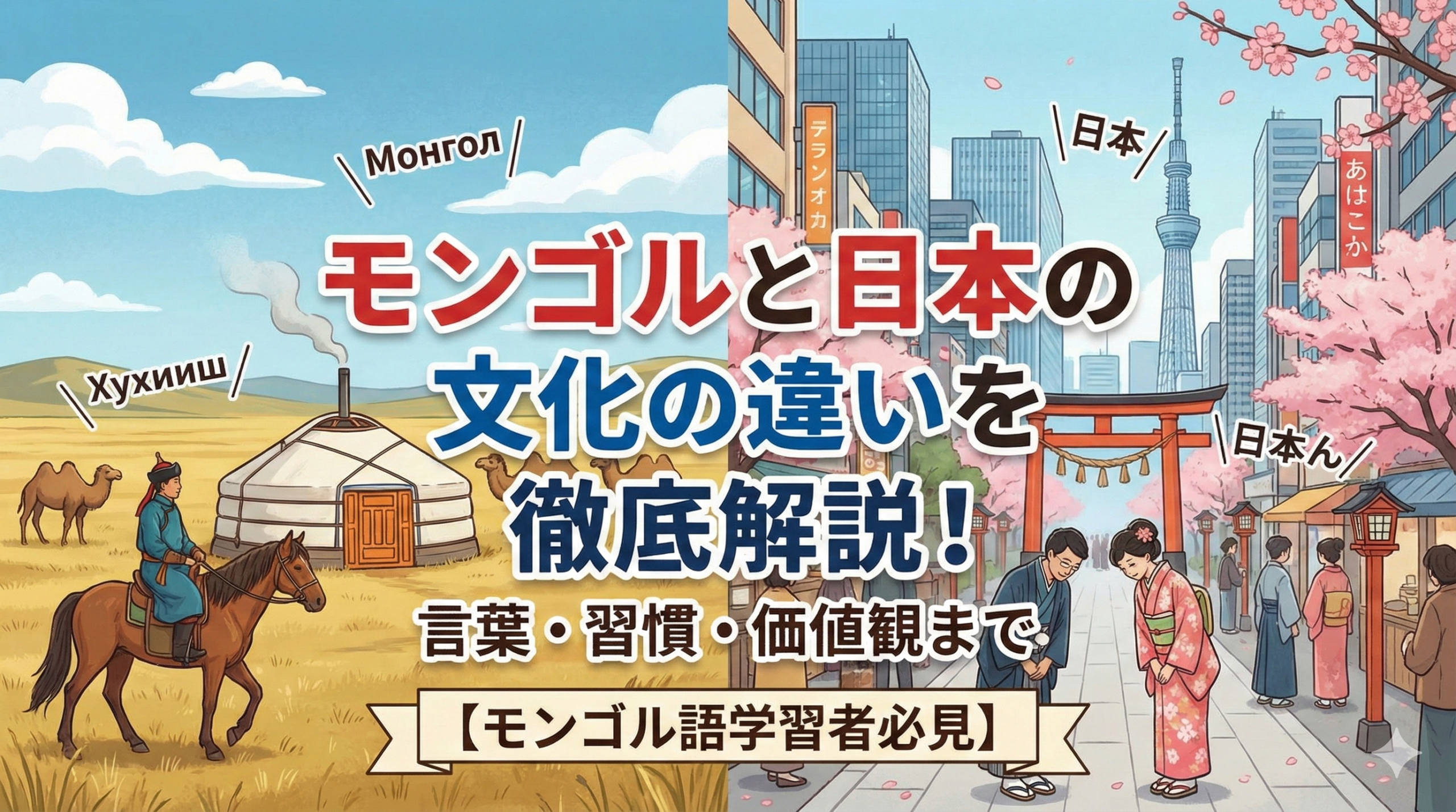 モンゴルと日本の文化の違いを徹底解説！言葉・習慣・価値観まで【モンゴル語学習者必見】
